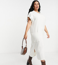 Белое платье миди с карманами ASOS DESIGN Curve-Белый