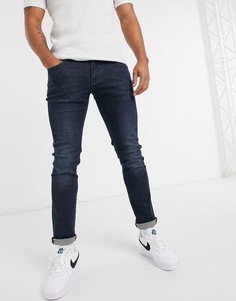 Темно-синие выбеленные узкие джинсы Armani Exchange J13-Синий