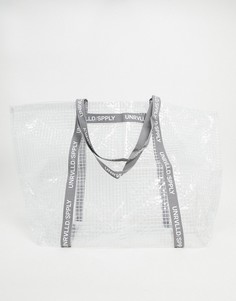 Большая сумка-тоут из прозрачного пластика ASOS DESIGN с логотипом-Белый