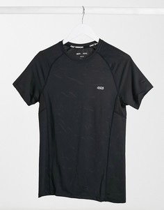 Черная обтягивающая спортивная футболка ASOS 4505 icon-Черный цвет
