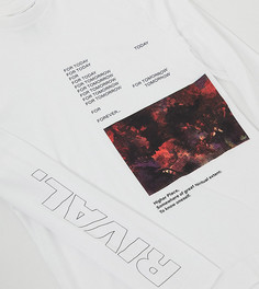 Белая oversized-футболка с длинными рукавами и принтом COLLUSION Unisex-Белый