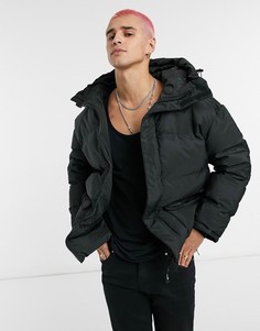 Черный пуховик в стиле oversized с карманами Sixth June