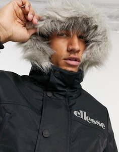 Черная парка с искусственным мехом на капюшоне ellesse-Черный