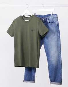 Футболка цвета хаки с логотипом Calvin Klein Jeans-Зеленый