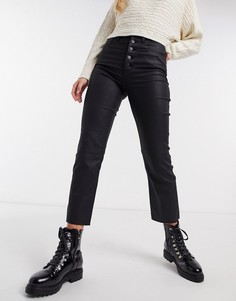 Черные джинсы с прямыми штанинами, видимыми пуговицами и высокой талией Abercrombie & Fitch-Черный