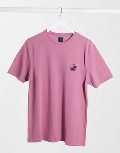 Розовая силуэтная футболка из пике с вышивкой River Island-Розовый