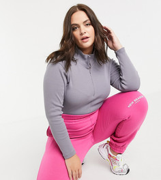 Боди в рубчик с высоким воротником и молнией Public Desire Curve x Carms-Серый