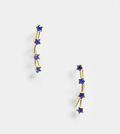Серьги-клаймберы из позолоченного стерлингового серебра с синими камнями Kingsley Ryan-Золотой