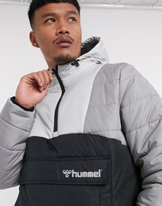 Дутая куртка-пуловер серого и черного цвета с молнией до середины Hummel-Черный