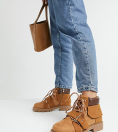Светло-коричневые походные ботинки на шнуровке для широкой стопы ASOS DESIGN-Neutral