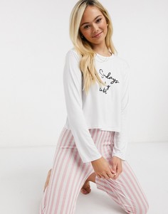 Розовая пижама в полоску In The Style x Billie Faiers-Мульти
