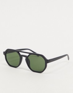 Черные матовые квадратные солнцезащитные очки ASOS DESIGN-Черный
