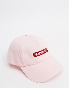 Светло-розовая бейсболка с логотипом "happiness" ASOS DESIGN-Розовый