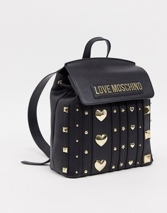 Черный рюкзак с заклепками Love Moschino love and more