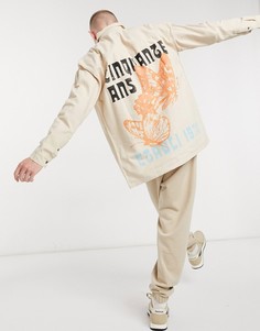 Oversized-рубашка из парусины с вышивкой в виде бабочки на спине ASOS DESIGN-Белый