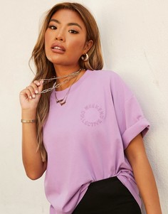 Фиолетовая oversized-футболка с вышитым логотипом ASOS DESIGN-Фиолетовый