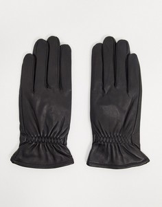 Черные кожаные перчатки с эластичными манжетами Barneys Originals-Черный