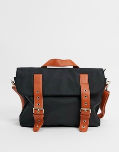 Черная сумка сэтчел с контрастным ремешком My Accessories London-Черный