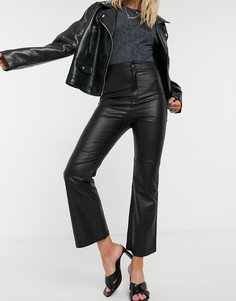Черные укороченные брюки из искусственной кожи Free People-Черный