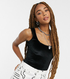 Бархатное облегающее боди с квадратным вырезом Rokoko-Черный