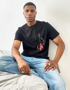 Черная футболка из экологичного материала с логотипом контрастного цвета Calvin Klein Jeans-Черный