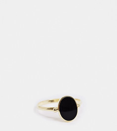 Позолоченное серебряное кольцо с овальным черным камнем Kingsley Ryan Exclusive-Золотой