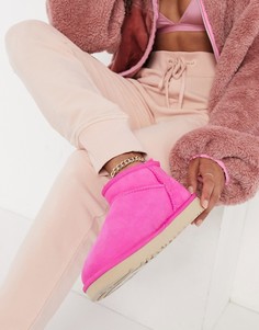 Ярко-розовые полусапожки UGG Classic Ultra Mini-Розовый цвет