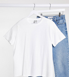 Белая футболка из органического хлопка с круглым вырезом ASOS DESIGN Curve ultimate-Белый