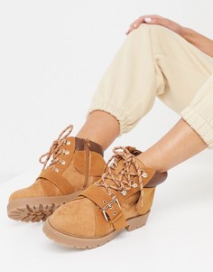 Бежевые походные ботинки на шнуровке ASOS DESIGN Angelo-Neutral