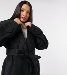 Черный стеганый двухслойный тренч ASOS DESIGN Tall-Зеленый