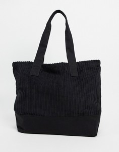 Черная сумка-тоут из вельвета в стиле oversized ASOS DESIGN-Черный