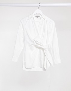 Белая рубашка с завязкой на боку AllSaints Alicia-Белый