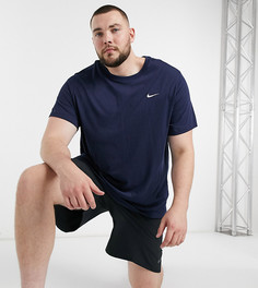 Темно-синяя футболка с логотипом-галочкой Nike Training Plus-Темно-синий