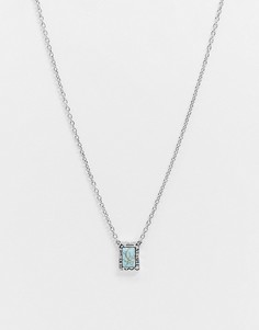 Серебристое ожерелье с композитной подвеской бирюзового цвета Classics 77-Серебряный