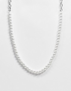 Серебристое ожерелье с жемчугом Chained & Able-Серебряный