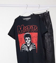 Свободная футболка с надписью "misfits" Daisy Street Plus-Черный