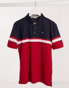 Красное поло с темно-синими полосами Calvin Klein Golf Pendant-Мульти