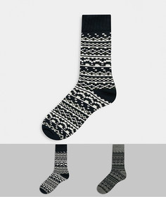 Комплект из двух пар серых носков с узором Selected Homme-Серый