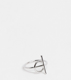 Эксклюзивное серебристое кольцо с T-образной деталью DesignB London-Серебряный