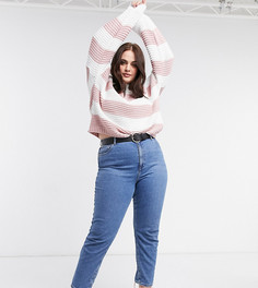 Объемный джемпер в стиле oversized контрастной вязки в розовую полоску In The Style Plus x Billie Faiers в больших размерах-Розовый
