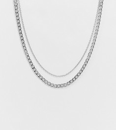 Эксклюзивный набор из двух серебристых цепочек DesignB London Curve-Серебряный