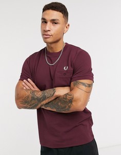 Футболка из пике цвета красного дерева с карманом Fred Perry-Красный