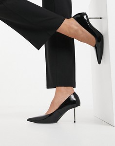 Черные лакированные туфли-лодочки на высоком каблуке ASOS DESIGN-Черный