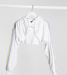Короткий бархатный худи с разноцветной лентой Ellesse-Белый