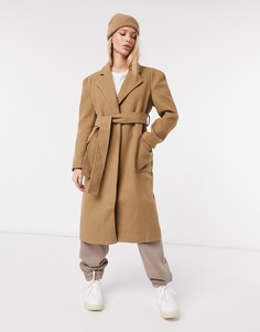 Пальто свободного кроя с запахом и поясом Fashion Union-Neutral