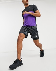 Черные шорты для бега 2 в 1 с принтом New Balance - 7 дюймов-Черный