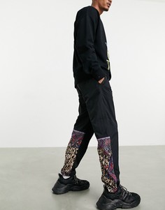 Черные нейлоновые джоггеры с принтом пейсли и вставками Versace Jeans Couture-Черный