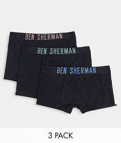 Набор из 3 боксеров-брифов ягодного цвета Ben Sherman-Черный