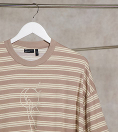 Свободная футболка в клетку с вышивкой в виде рисунка ASOS DESIGN Tall-Коричневый