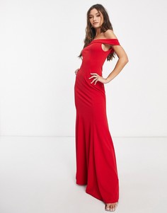 Красное платье макси с вырезом бандо Club L-Красный